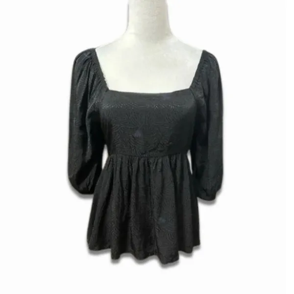 Treasure & Bond Boho Top Flowy Peplum Black Open Back Square Neck S NWOT Classic - Image 3