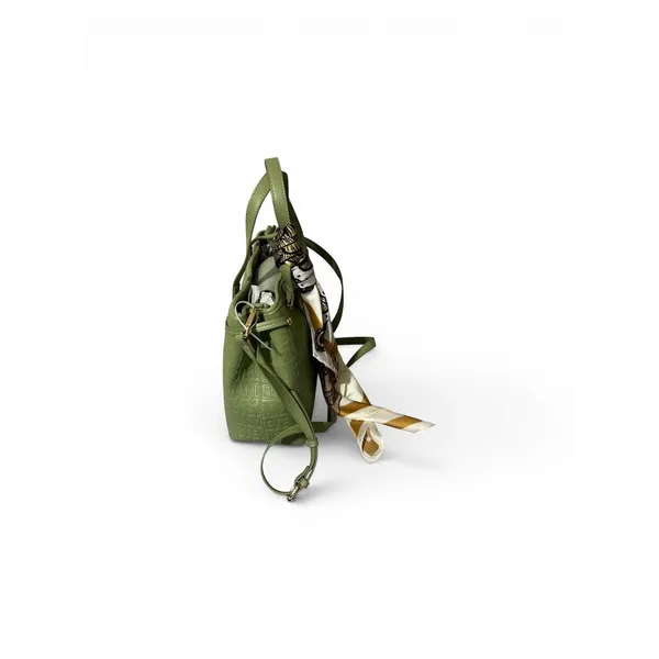 Steve Madden Satchel Womens Olive Green NWT Embossed Logo Scarf Crossbody Medium - Image 8
