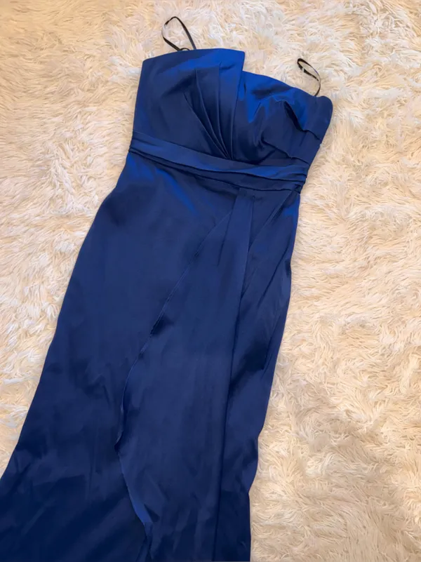 NEW Donna Karan New York Asymmetric Twist Strapless Sapphire Blue Gown Sz 8 - Image 6