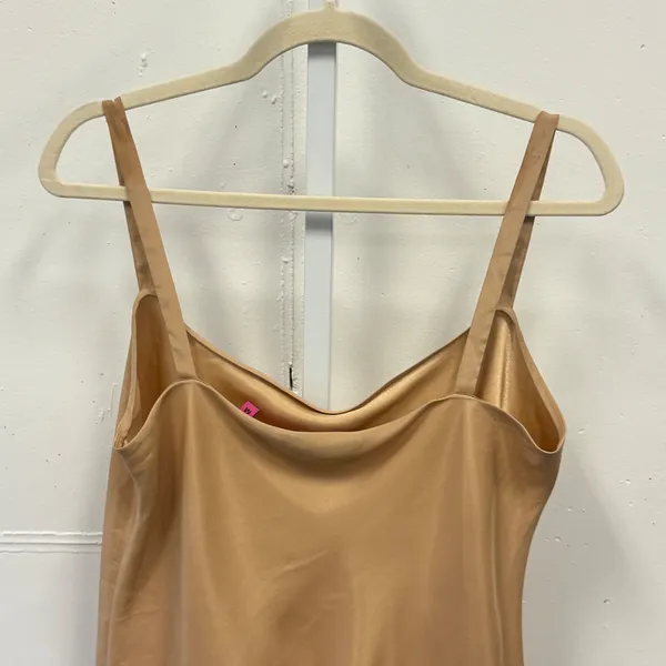 Diva by Dana Buchman Tan Satin Camisole Top Size M V-Neck Sleeveless Tank - Image 4