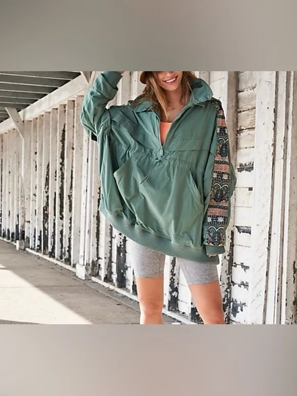 NWOT Free People FP Movement She Fly Jacket - green combo - Small - Image 4