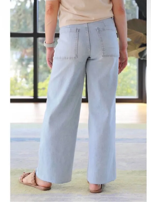 Oat NY 10/30 Wide Leg Jean Powder Light Cut Off Mid Rise Relaxed Office - Image 8