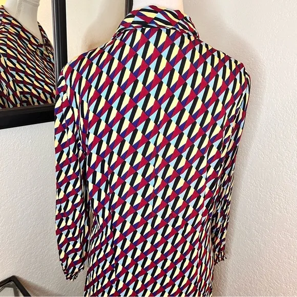 ZARA Geometric Print Midi Dress Multicolored Size Medium‎ - Image 9