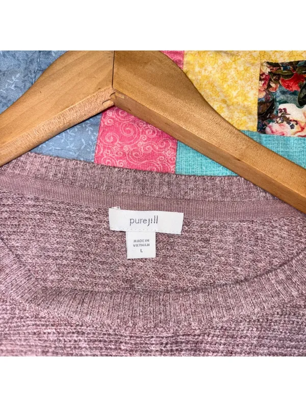 Pure Jill $99 Woman’s L Ribbed One Pocket sweater pink knit long sleeve top - Image 7