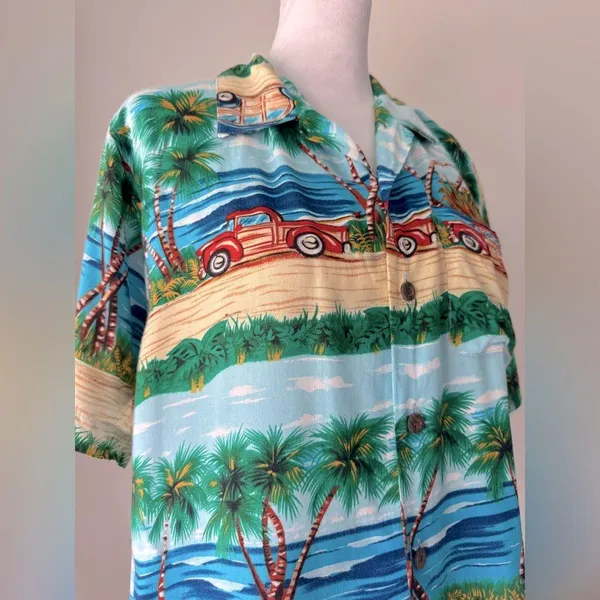 Vintage ‘90s Pineapple Connection Tropical Print Short Sleeve Hawaiian Shirt - Image 5