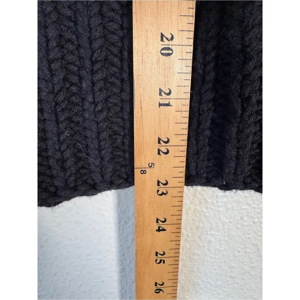 Free People Black Chunky Knit Turtleneck Sweater Womens XS Pullover Boho Fall - Image 4