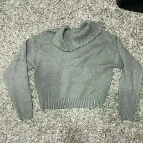 JUSTFAB Half Zip Collared Sweatshirt | Cropped Hoodie Sweater | Green | Size S - Image 5