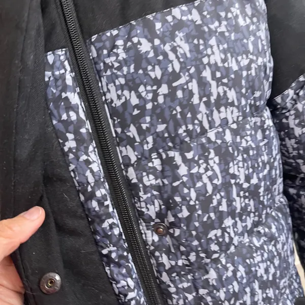 Fabletics‎ Waco Womens Black Gray Print Puffer Coat Longline Quilted Jacket Sz M - Image 6