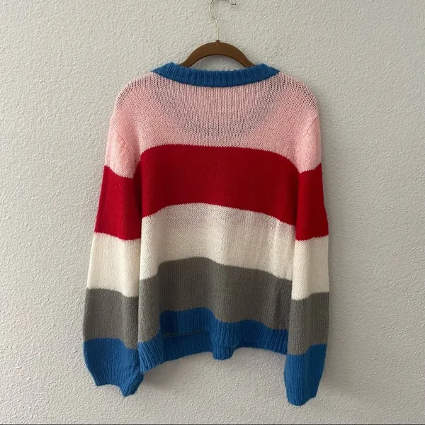 Prómesa Red Pink Stripe Sweater by Blue White Size s/m - Image 3