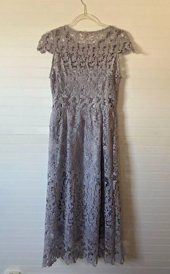 Simply Couture Lavender Violet Scallop Floral Lace Dress - Image 6