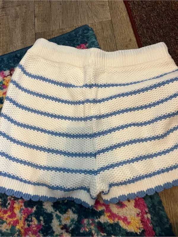 Altard state White & Blue Striped Knit Drawstring Women's Shorts - Image 9
