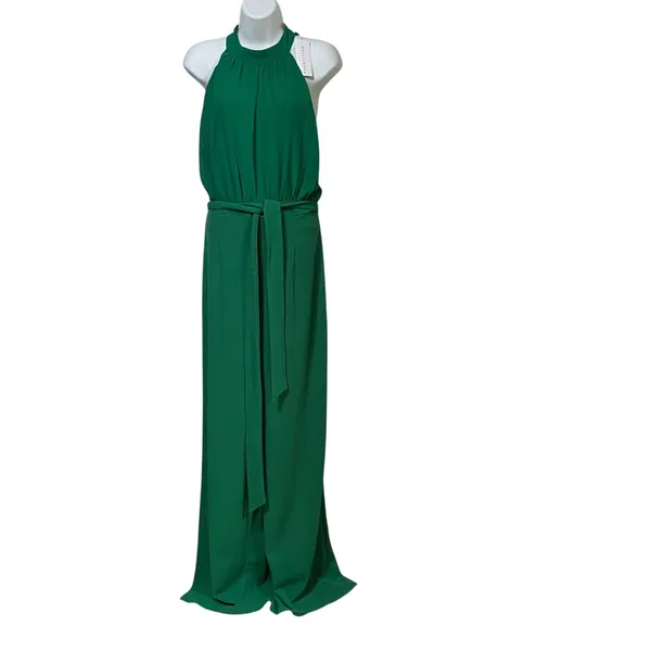 Baltic Born Green Halter Neck Wide Leg Jumpsuit XL DD6195 Emerald Formal Tie - Image 2
