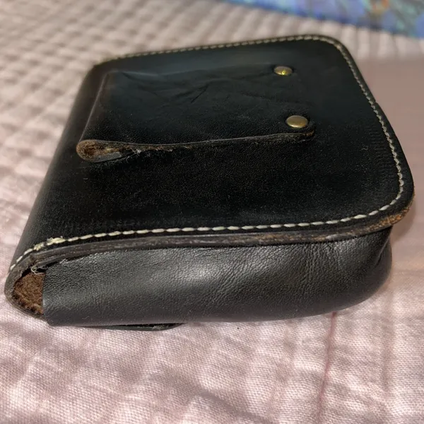 Vintage Black Genuine Leather Pouch for Belt - Image 5