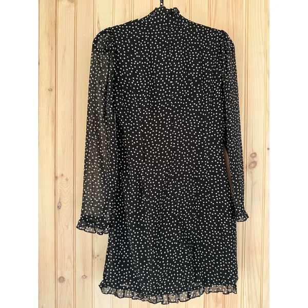 NWT Women's Heart Neck Long Sleeve Polka Dot Cocktail Mini Dress Sz Medium - Image 5
