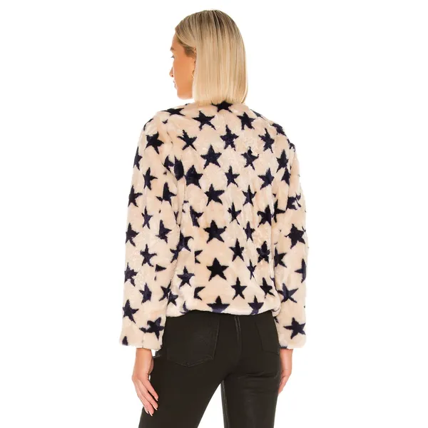 Chaser Faux Fur Star Collarless Jacket Medium - Image 6