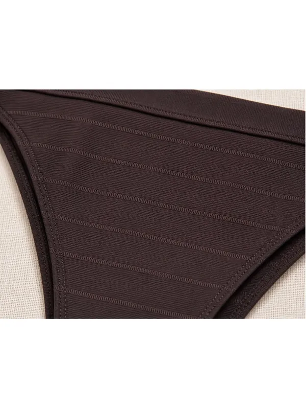 H&M Chocolate Brown Bikini Set NWOT Size‎ 12 Textured Stripe Swimwear - Image 8