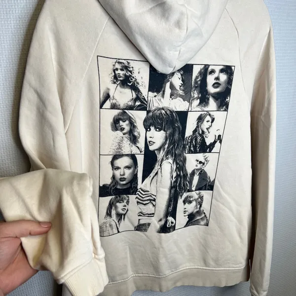 Taylor Swift‎ The Eras Tour Hoodie Beige Cream Graphic Concert Merch Small - Image 5