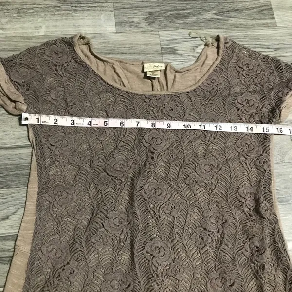 DayTrip Lace Brown Blouse; size X-small - Image 6
