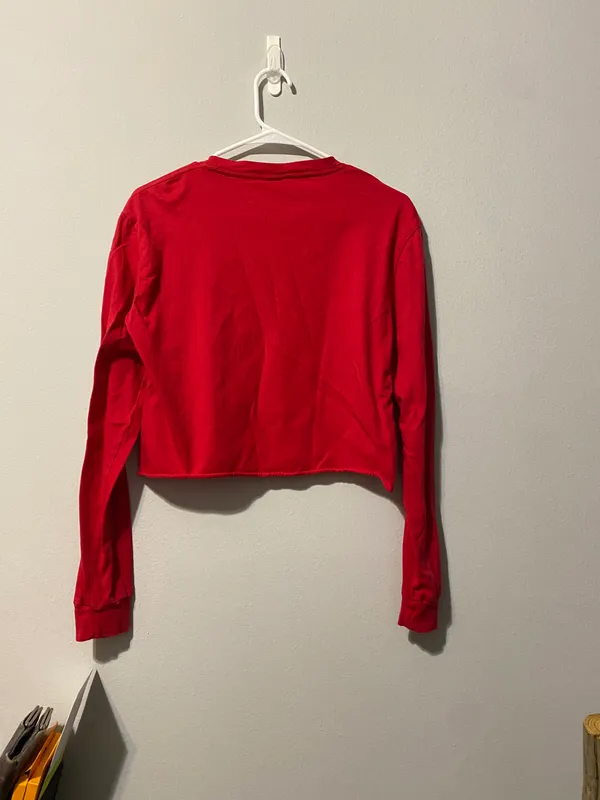 PINK Long Sleeve Crop Top - Image 3