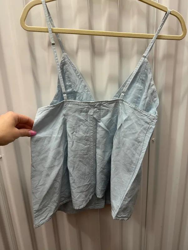 Zara Pale Blue Button-Front Top S - Image 5