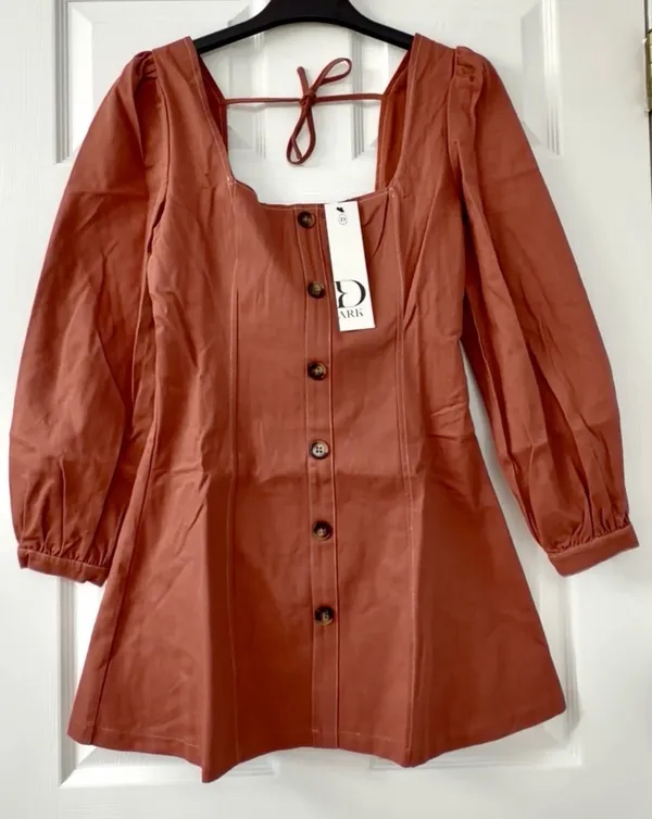 DArk~Square Neck Mini Dress in Burnt Orange. Size XL - Image 2