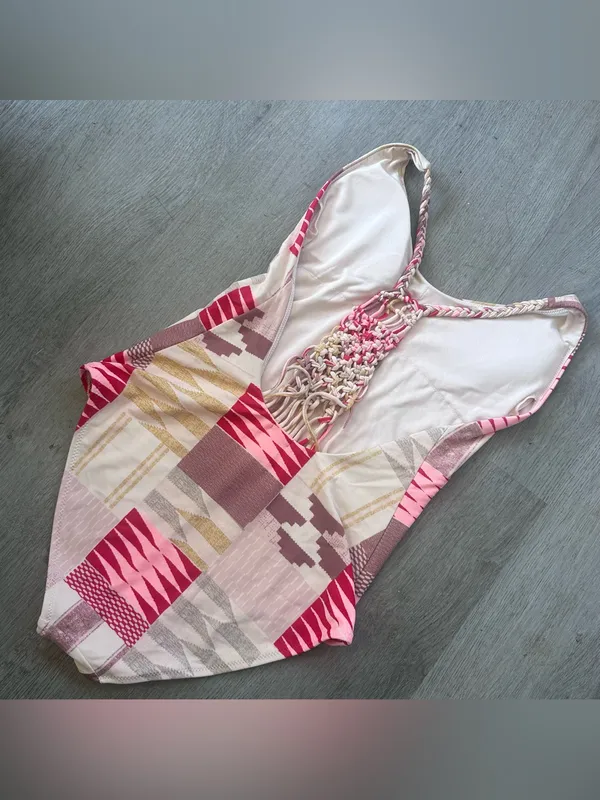 Aerie One Piece Swimsuit Geometric Patchwork Women’s Small Beach - Image 4