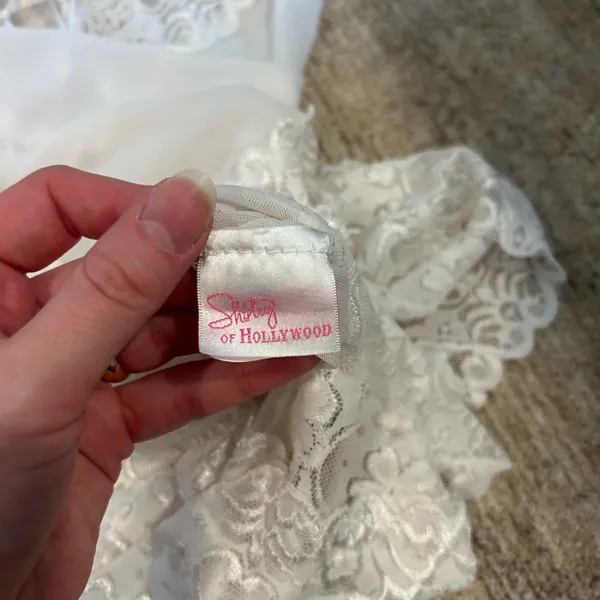 Shirley of Hollywood White lace babydoll dress with adjustable straps and lace trim - Image 3