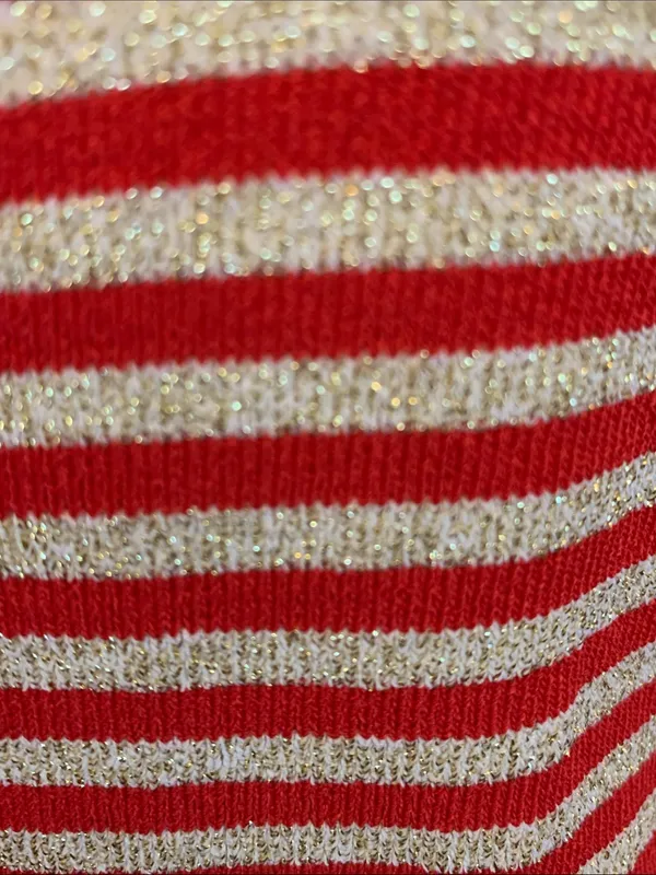 🚨🚨🚨BOGOHO🚨🚨🚨Boston Proper Striped Lace-Up Top - Red & Gold Shimmer-M - Image 8