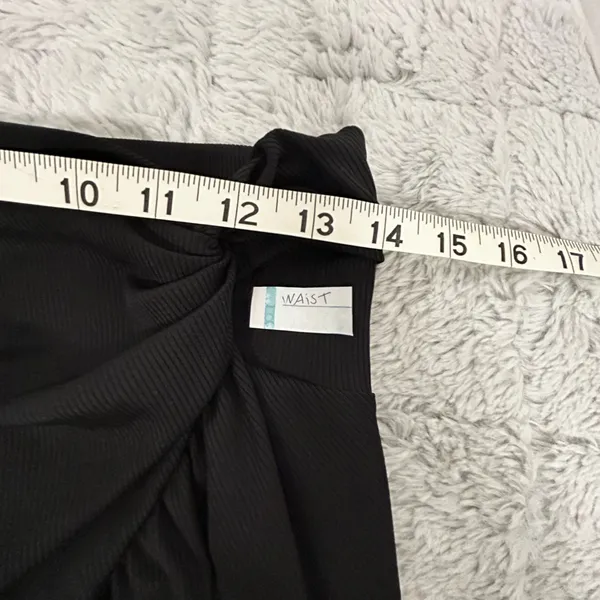 Cider Ruched Asymmetrical Black Ribbed Mini Skirt Bodycon Grunge Festival - Image 5