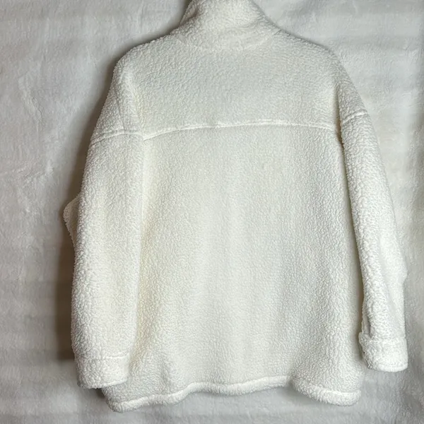Aerie Dream Sherpa Jacket Oversized Fall Winter Cozy Button Down - Size Large - Image 6