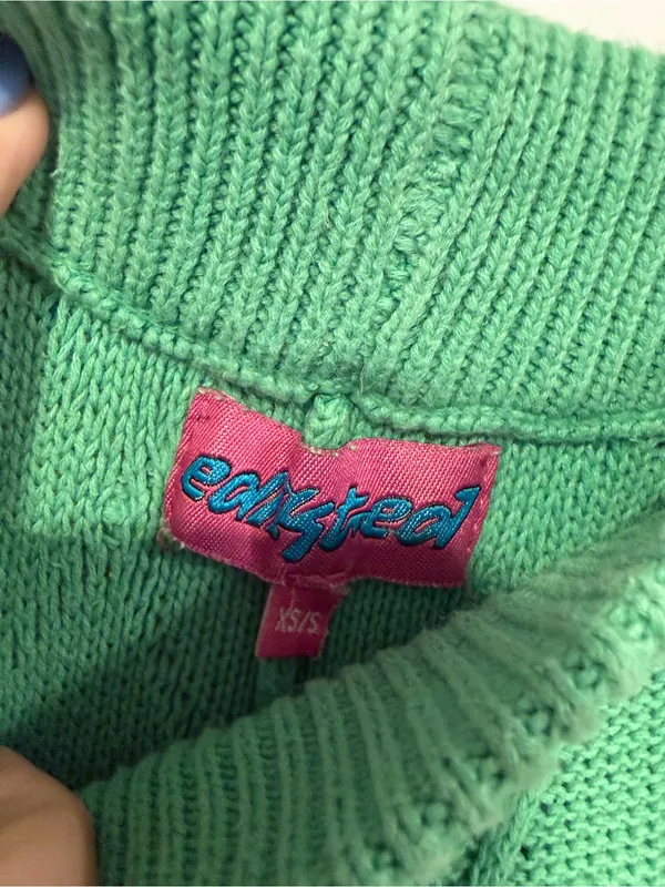 Edikted Green‎ Cable Knit Wide-Leg Sweater Pants - Image 3