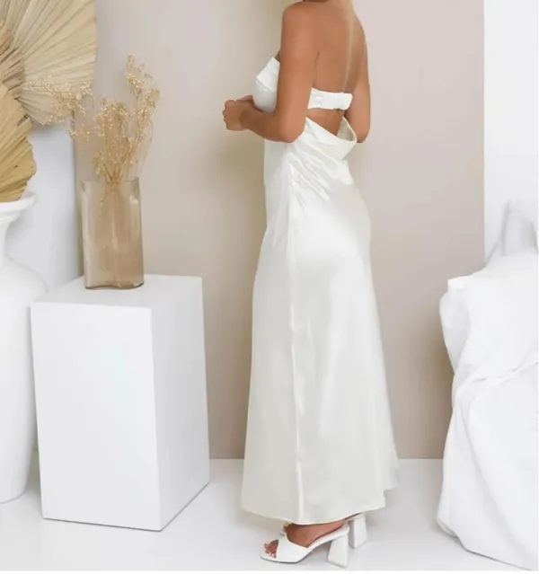 Amazon White Strapless Bodycon Maxi Dress - Image 3