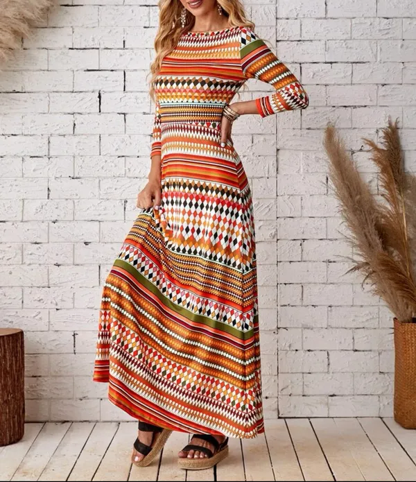 Boutique Striped Maxi Dress Orange  - Image 3