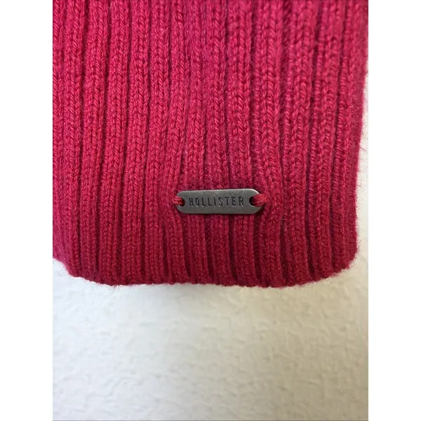 Hollister Sweater medium Red Cotton Blend Stretch Knit Fitted Ribbed streetwear - Image 2
