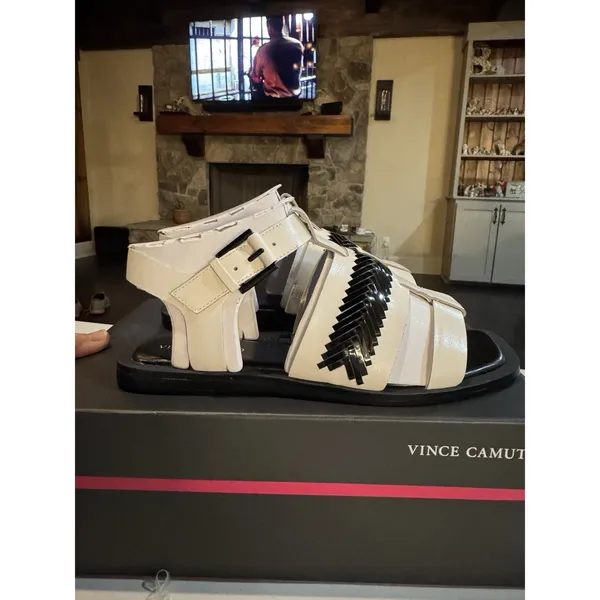 Vince Camuto Bachelen Leather Square Toe Gladiator Sandal Coconut Cream Size 8 - Image 5