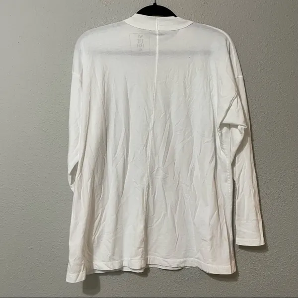 Free People White Mock Neck Long Sleeve Tee Shirt XS Oversized Casual Coastal - Image 5
