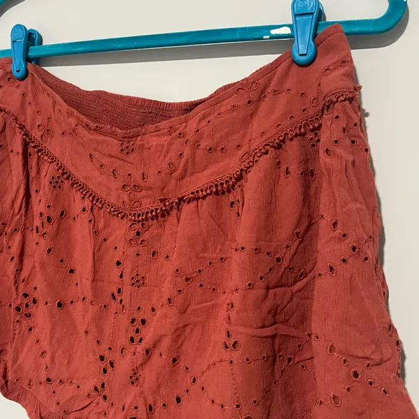American Eagle red terracotta stretchy pull on shorts - Image 7