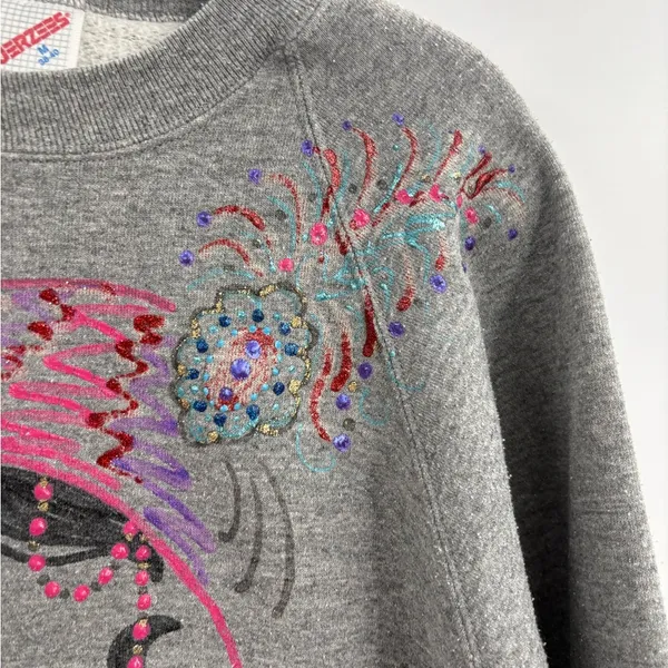 Vintage jerzees handprinted beaded art deco made usa sweatshirt size medium - Image 5