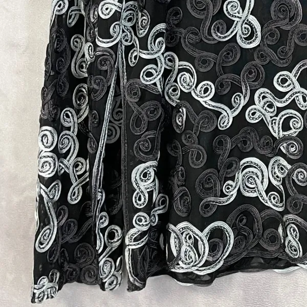 Jaguar Soutache Mesh Top‎ Women Large Swirl Sheer Statement Goth Eclectic Edgy - Image 5