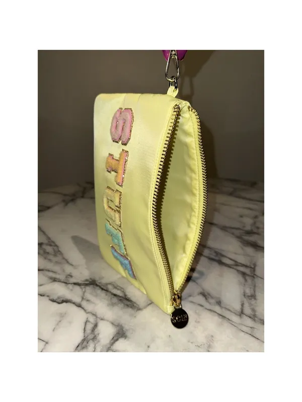 Stoney Clover Lane Ln Target 12x8 Clutch Wristlet Cosmetic Bag Yellow STUFF Lrg - Image 7