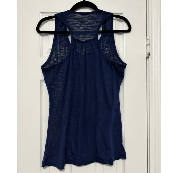 Alo Yoga Slouchy Sheer Slub Racerback Tank Top Navy Blue Size L - Image 3