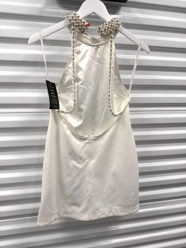 Retrofete Penelope Open Back Mini Dress White Womens Size Large - Image 7