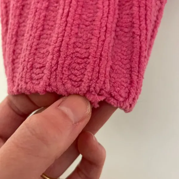 AMERICAN EAGLE AEO AE Chenille Cable Knit Sweater Bright Pink Barbie Oversized L - Image 14