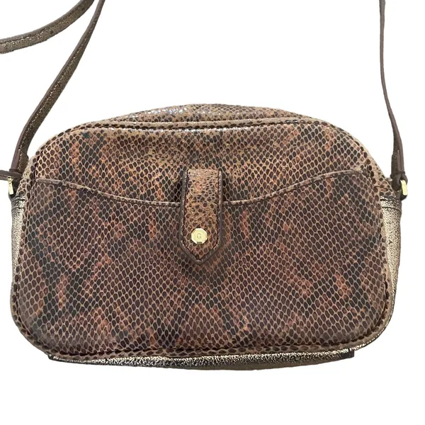 GILI Leather Crossbody Bag‎ Sienna Snakeskin Brown Purse - Image 2