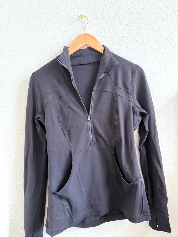Lululemon Quarter Zip Women's Black Pullover Sweater Size 10 - Image 2