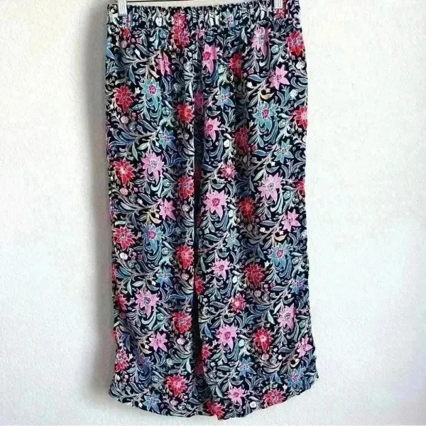 LOFT Women's Floral Wide Leg Crop‎ in Spring Bloom Pants with Pockets Size MP - Image 5