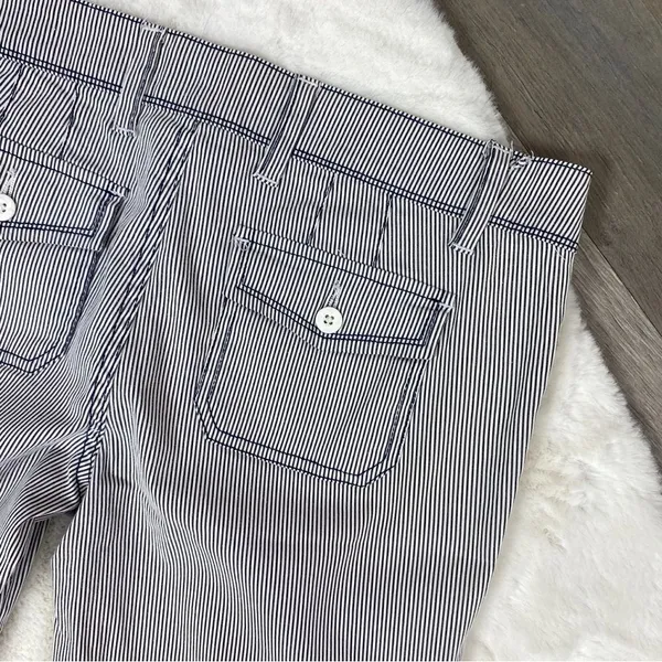 Grane Y2K Seersucker Stripe Low Rise Wide Leg Trouser Pants Blue White Juniors‎ - Image 7