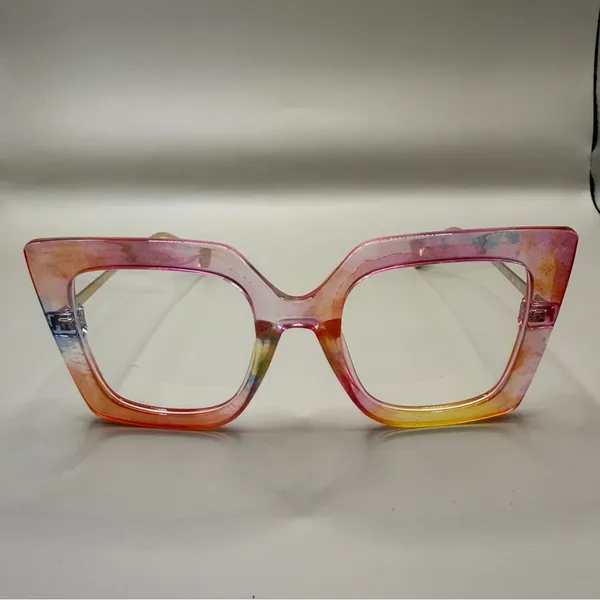 ZEELool Women’s Gradient Pink Orange Square Fashion Glasses, No prescription - Image 2