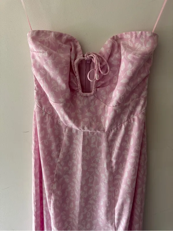 Abercrombie & Fitch Bloggers Favorite Pink Floral‎ Cinched Halter Maxi Dress - Image 5