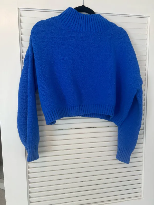 SheIn Royal Blue Cropped High Neck Sweater - Image 3